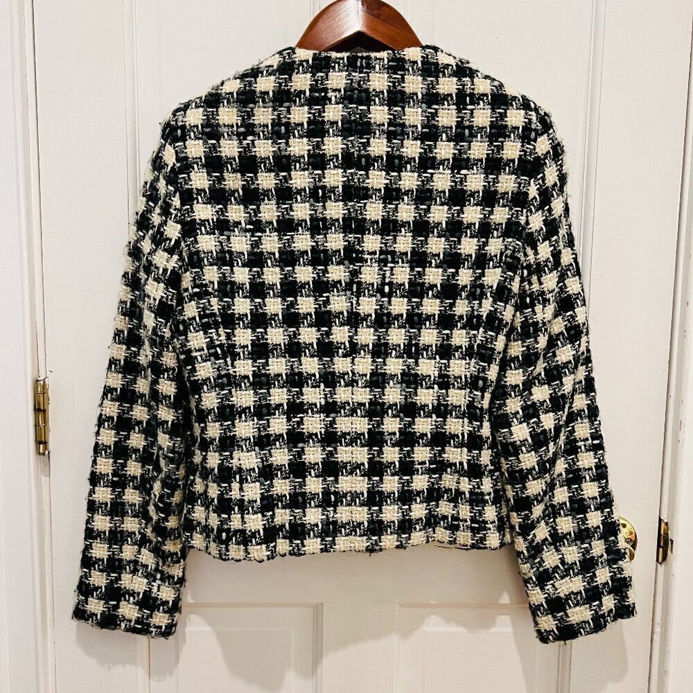 Vintage Jones New York La Petite Veste Noire Tweed Short Blazer Jacket Size 8 - Picture 2 of 16